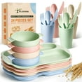 thumbnail image 1 of Juego de vajilla y cubiertos Hlukana Wheat Straw, 24 unidades, sin BPA, 1 of 7