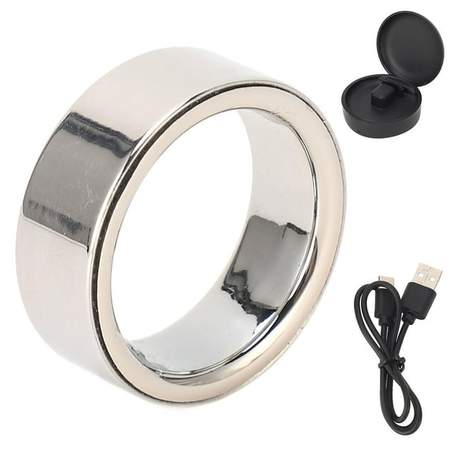 Bague connectée de suivi d'activité physique Bluetooth pour le suivi du sommeil et de l'oxygène dans le sang, étanche et rechargeable, argent