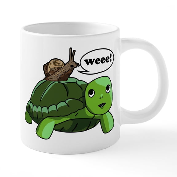 CafePress - Snail Riding Turtle - 20 Oz White Ceramic Mega Mug