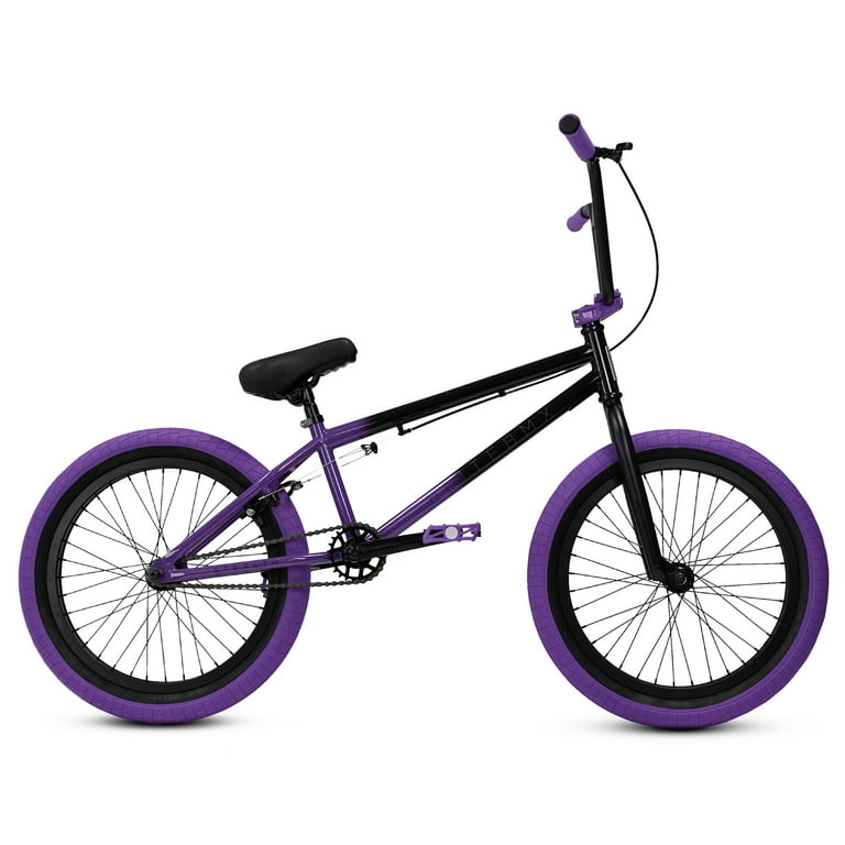 Elite BMX Bicycle 20” Freestyle Bike - Stealth Black Purple