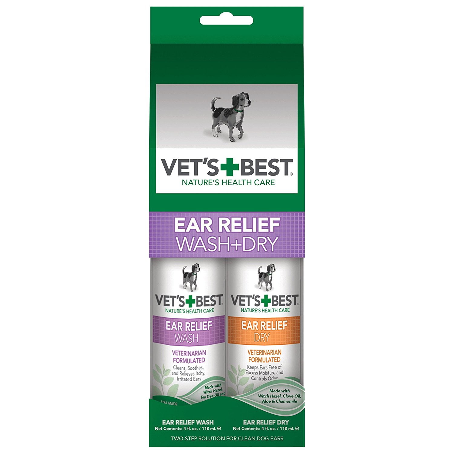 Vet\'s Best Dog Ear Cleaner Kit, Ear Relief Wash & Dry