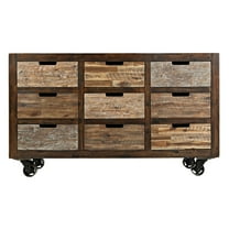 Jofran Painted Canyon Rustic Solid Acacia 9 Drawer Accent Chest with Caster Wheels