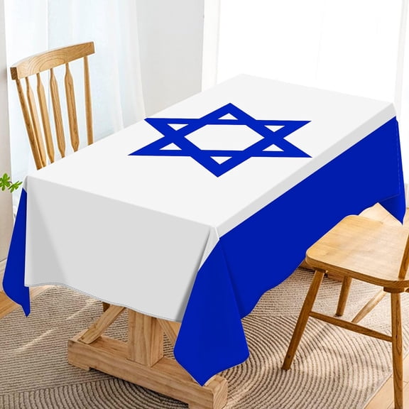 Israel Flag Tablecloth Israel Independence Day Decoration Jewish Festival Kitchen Dining Room Home Decor-60×84inch