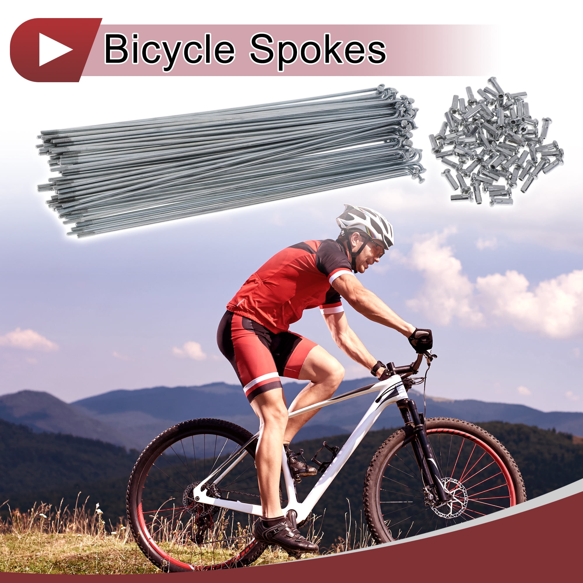 Unique Bargains 72Pcs 14G Bike Wheel Spokes Carbon Steel Galvanized Silver 7.64"