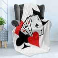 thumbnail image 4 of Poker Soft Flannel Fleece Throw Blanket, Playing Cards 4 Aces Illustration with Suit Motifs Casino Art Print, Cozy Plush for Indoor and Outdoor Use, 50" x 70", White Black and Scarlet, by Ambesonne, 4 of 5
