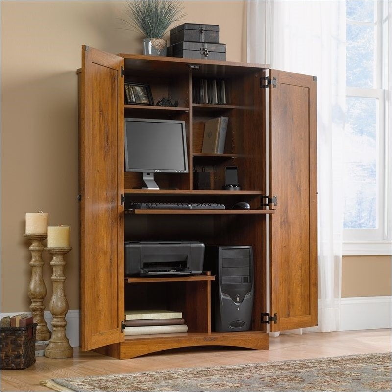Sauder Computer Armoire Cinnamon Cherry Amazadesign