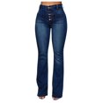 thumbnail image 1 of Jeans Mom para mujer, tiro medio, pierna recta, color azul oscuro, talla M, 1 of 1