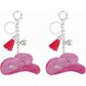 thumbnail image 1 of 2 llaveros con diamantes de imitación y sombrero de vaquero, llaveros con sombreros rosas, dijes brillantes para monedero, accesorios de vaquera, llaveros bonitos., 1 of 5