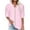Pink, variant on Womens Plus $15 & Under!Womens Summer Tops 2024 Plus Size Fashion Cotton Linen V-neck Short Sleeved Solid Color T-shirt Tops