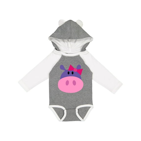 Inktastic Girl Hippo Girls Long Sleeve Baby Bodysuit