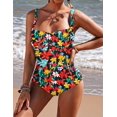 thumbnail image 2 of Ekouaer Women's One Piece Swimsuit Ruched Tummy Control Bathing Suits Vintage Retro Push Up Swimwear, 2 of 6