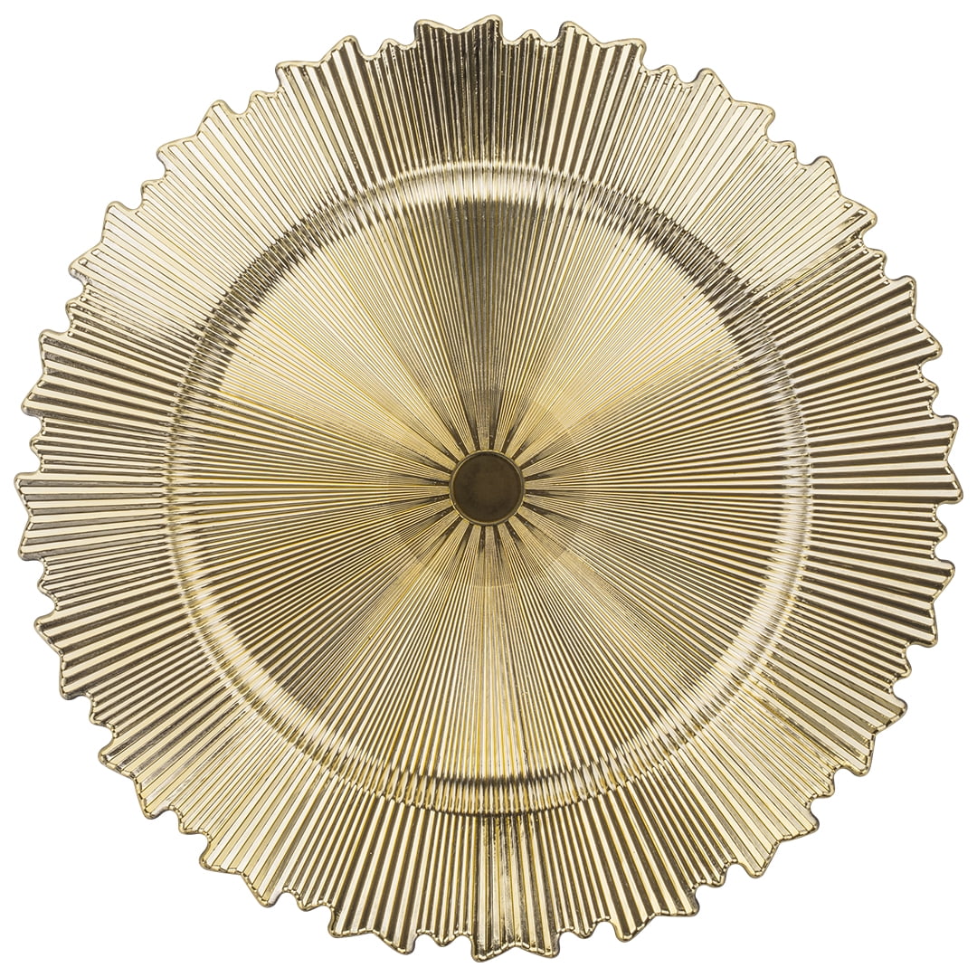 Koyal Wholesale Metallic Gold  Acrylic Charger Plates Round Galaxy, Set of 4