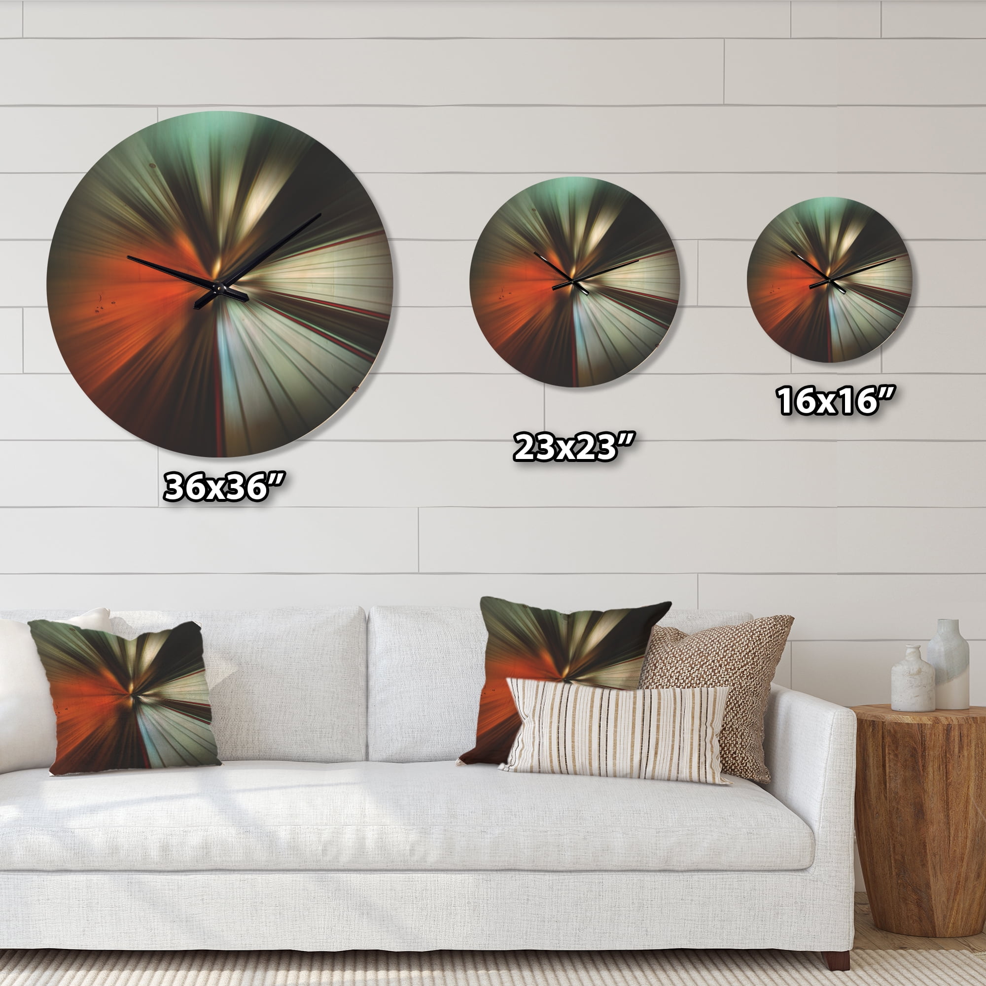 Designart 'Fractal Orange Brown and Gray' Modern Wood Wall Clock