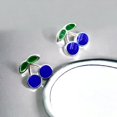 thumbnail image 2 of Cute Cherry Ear Studs Tiny Earrings Fruit Enamel Ear Studs Nature Lover Gift Minimalist Handmade 925 Sterling Silver, 2 of 5