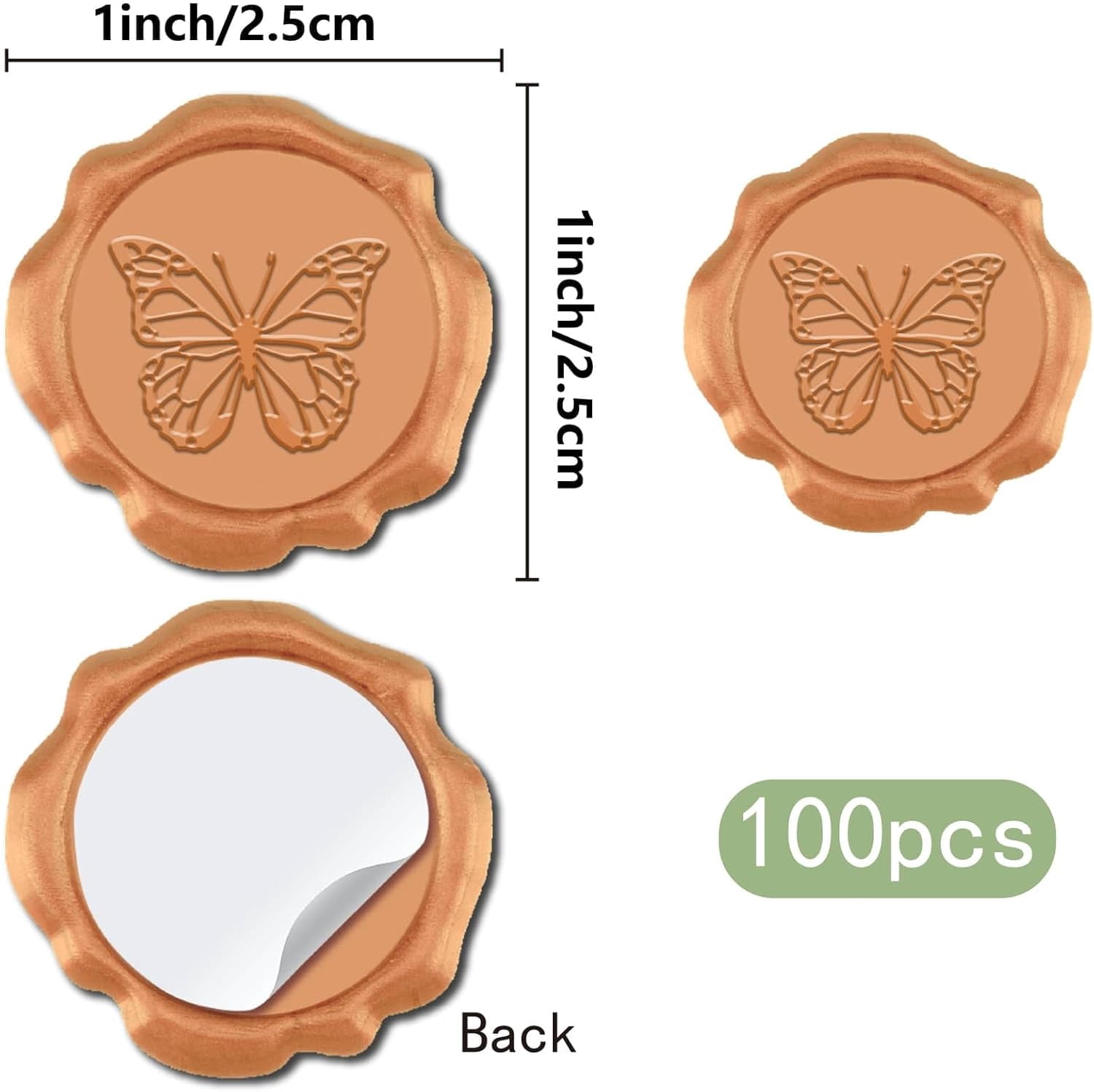 100Pcs Heart Wax Seal Stickers Nude Pink 30mm Handmade with Love Vintage Self Adhesive Envelopes Wedding Sealing Stamp Sticker for Valentines Birthday Party Invitation Greeting Card DIY Craft Gold
