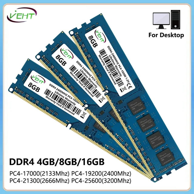 DDR4 4GB 8GB 16GB 32GB Desktop Memories Ram PC4 17000 19200 21300 25600 1.2V 288Pin 2133 2400 2666 3200Mhz DIMM Memory Ram 2X DDR4 4GB 2400