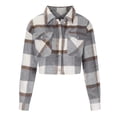 thumbnail image 6 of DDAPJ pyju Womens Cropped Plaid Jacket Button Down Shacket Fashion Casual Western Jackets with Pockets Gray XL, 6 of 8