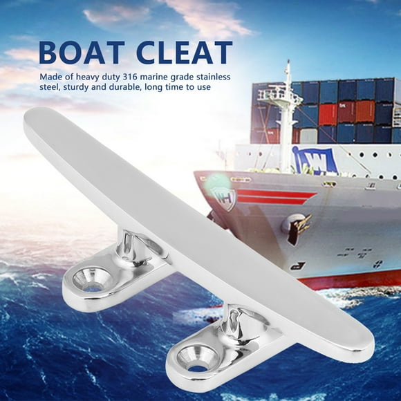 BOROCO Taquet de bateau, taquet de pont de quai de bateau marin en acier inoxydable de 125 mm Base supérieure plate Taquet de ligne de garniture basse Quai de bateau marin Argent