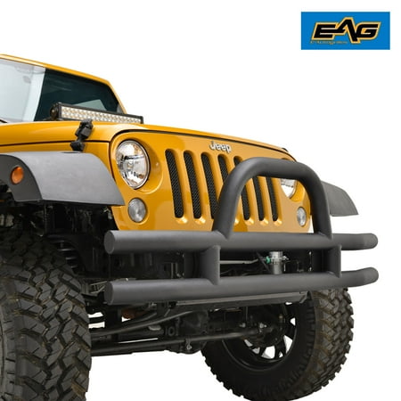 - EAG EAG Front Bumper Black Textured with Double Tubular Hoop for 07-18 Jeep Wrangler JK Offroad