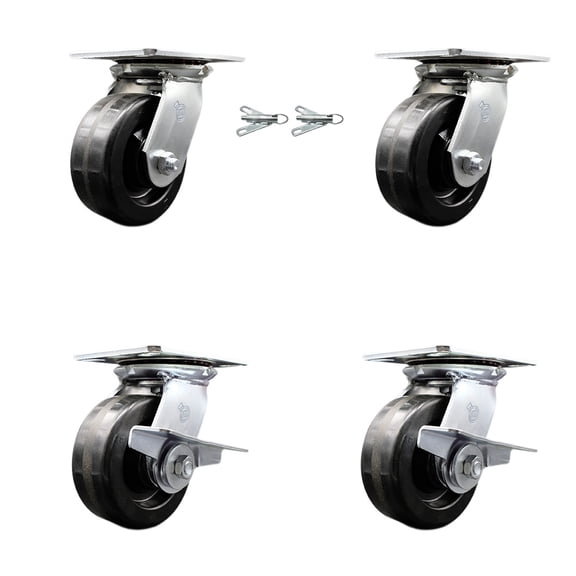 5 Inch Phenolic Swivel Caster Set 2 Swivel Locks 2 Brakes Service Caster Brand