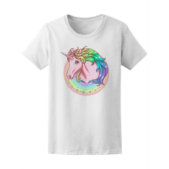 Rainbow Mane Unicorn T-Shirt Women -Image by Shutterstock, Female Small
