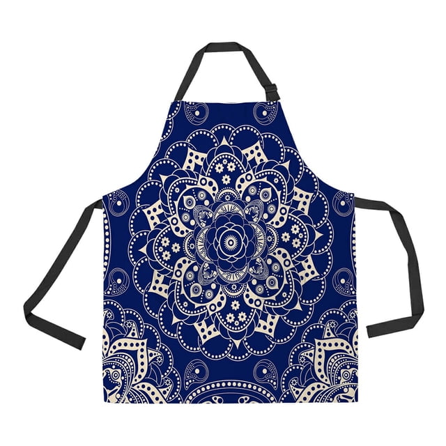 Delantal ABPHQTO de patrón Azul delantal de Cocina con bolsillos 70x80 cm