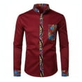 thumbnail image 4 of Yaoyar Men Fashion Printed Casual Shirt Pocket Buttoned Long Sleeve Stand-Up Collar Shirt Slim Fit Floral Print Shirt, 4 of 5