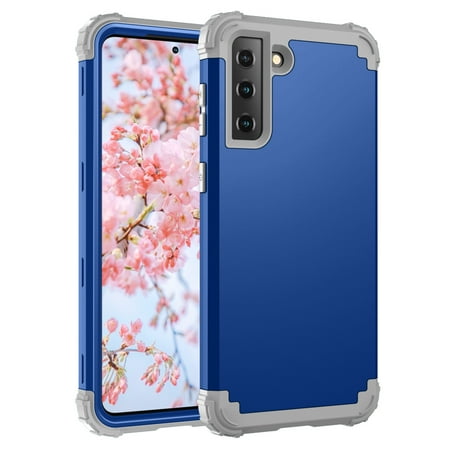 Samsung Galaxy S21 Case, Dteck Heavy Hybrid Rugged Shockproof Case, Support Wireless Charging, 3 in 1 Full Protective Cover for Samsung Galaxy S21 5G, Blue
