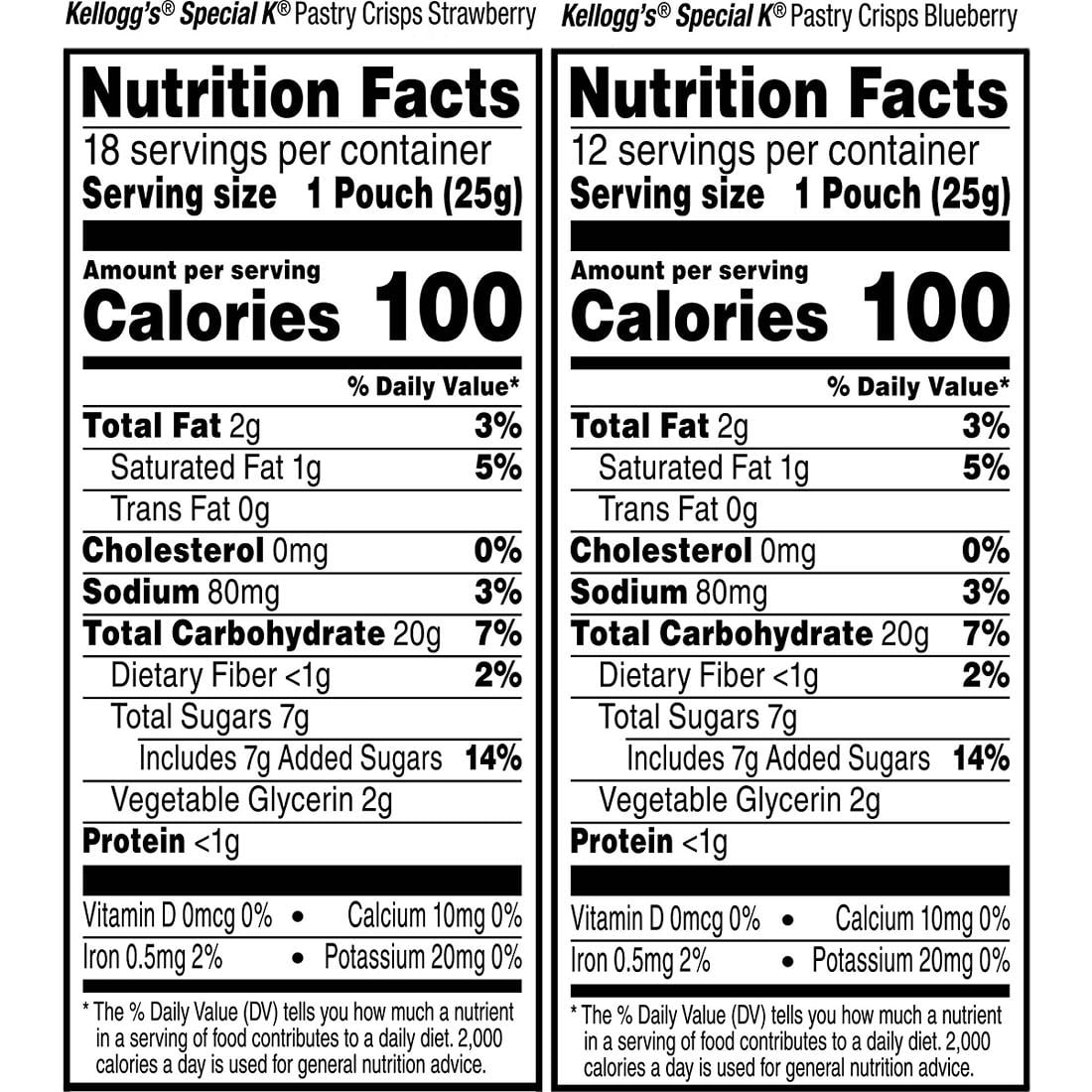 Kellogg's Special K Pastry Crisps, Breakfast Bars, 100 Calorie Snacks, Variety Pack, 60 Crisps Box,