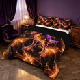 thumbnail image 2 of Manfei Neon T-Rex Full Size Comforter Sets,Gothic Lightning Bedding Comforter Set,Orange,Black Reversible,3 Pieces,1 Comforter and 2 Pillowcases, 2 of 7
