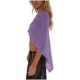 thumbnail image 4 of BLTIBY Womens Sheer Poncho Top Beach Sun Shirts Lightweight Knit Shrug Bolero Mesh Batwing Sweater Wraps Cover Up Beachwear Purple Free Size, 4 of 5