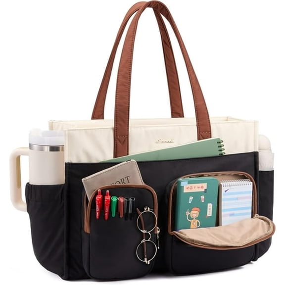 AOMRCOL Teacher Tote Bag for Women,Multi-Pocket Laptop Bag with Large Cup Holder,Nurse Bags Work Travel Computer Handbag