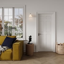 30" x 80"  Primed Slab Door 6-Paneled Solid Core Wood Standard Door Without Hardware Kit