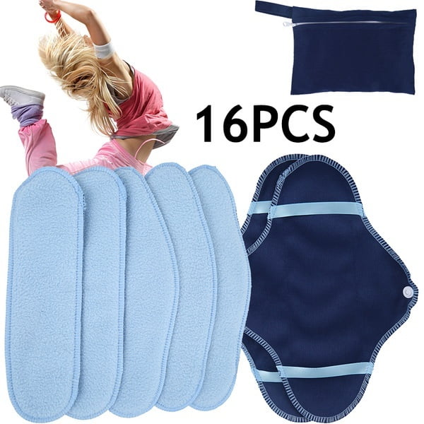 HOTBEST 16Pcs Heavy Flow Sanitary Towels Breathable Washable Reusable Menstrual Pads