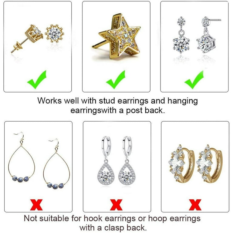 Magic Back Hypoallergenic Earring Backs that Support Heavy Earrings! 18K  Gold Plated 925 Silver - 1 pair 925 Silver