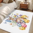 thumbnail image 4 of Bunny Easter Area Rugs 2.7'x5', Washable Small Throw Rugs for Kitchen Bedroom, Eggs Spring Floral Elegant Pastoral Butterfly Indoor Outdoor Rug Non-Slip Low Pile Carpet Runner Reversible Floor Mats, 4 of 8