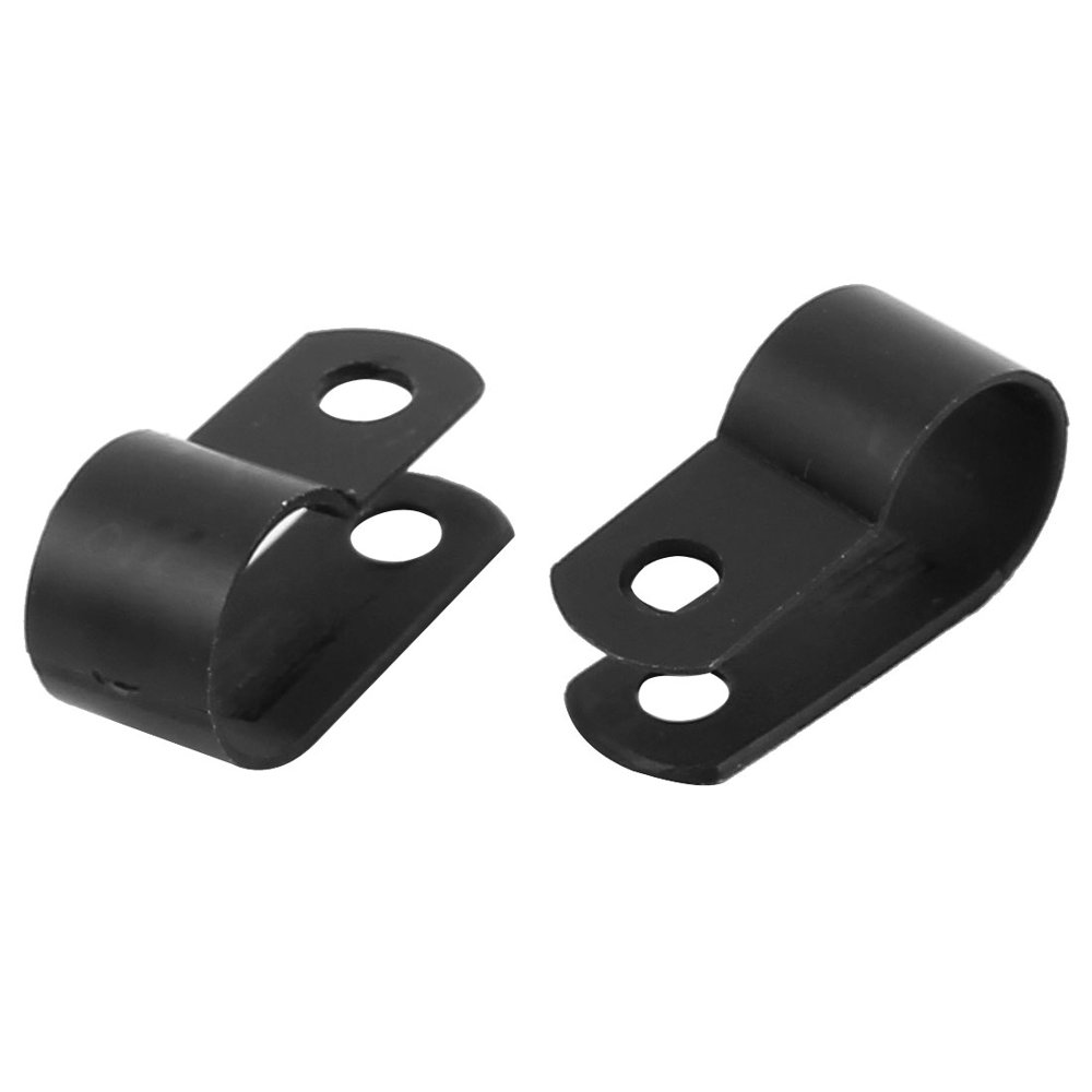 2Pcs Nylon R Type 3/8" 10.4mm Cable Cord Wire Clamp Clip Fastener Black