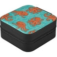 thumbnail image 2 of Fun Orange Octopus Small Jewelry Box, Travel Portable Square Jewelry Case for Ring, Pendant, Earring, Necklace Organizer Storage Holder Boxes Women Gifts, 2 of 7
