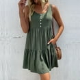 thumbnail image 4 of Gspmoly Robes pour Femmes Grande Taille, Mode Femmes Été Uni Sans Manches Col en V à Boutons Dos Nu Robe Décontractée Robes de Cocktail Aubaines, 4 of 8