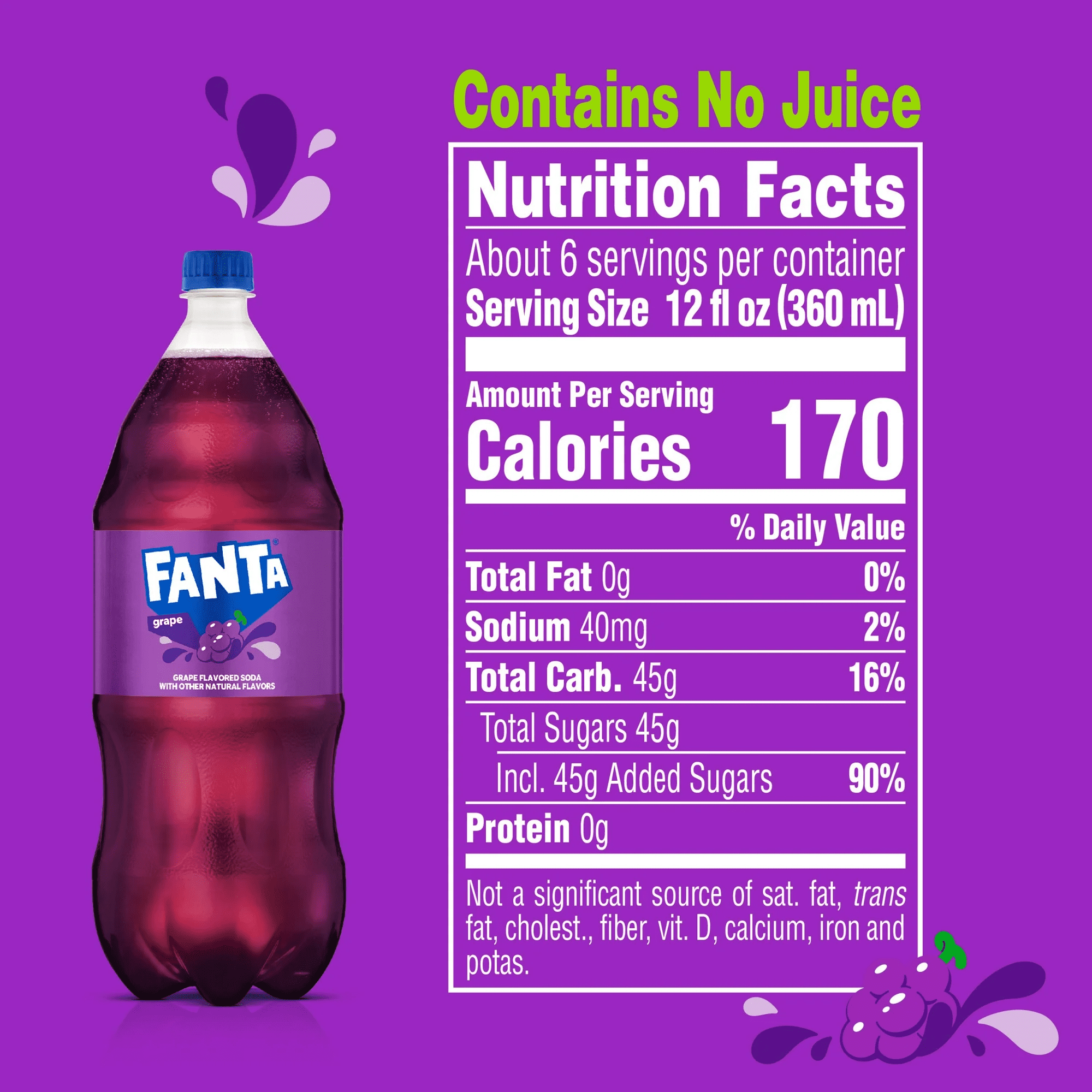Fanta Grape Fruit Soda Pop, 2 Liter Bottle (Pack of 4)