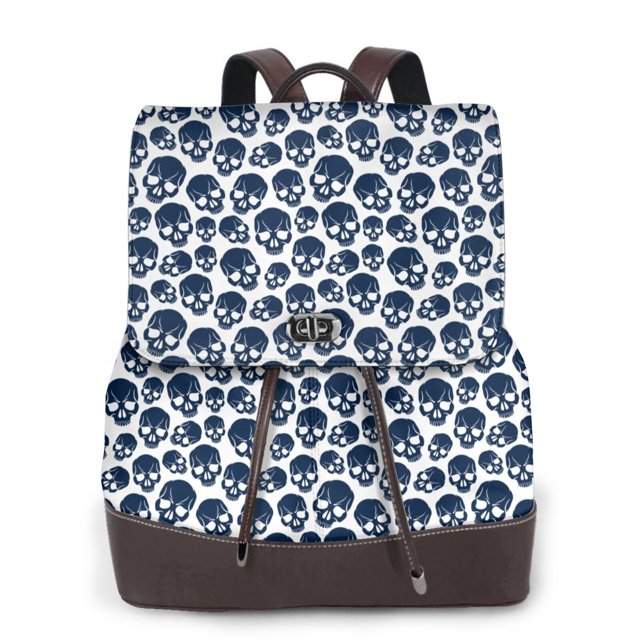 Fotbe black Skull white Mochila Bolso con Estampado para Mujer, Mochila Antirrobo de Nylon Impermeable, Bolsa Ligera de Hombro