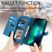 Decase Leather Wallet Cell Phone Case for Apple iPhone 12 Pro Max, Blue