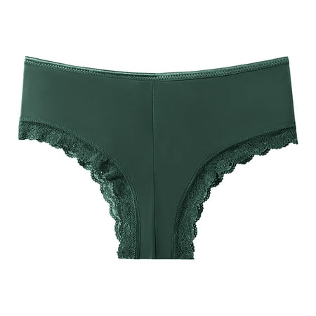 

CLZOUD Plus Size Cheeky Brief Green Lace Custom High Waist Underwear Tangas No Show Bikini Custom Thongs Women Underwear Panties Cotton Thong M