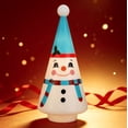 thumbnail image 3 of Vintage Lighted Snowman Tree Figurine - 7.87 in Resin Tabletop Christmas Decor, Battery Operated Retro Snowman Statue for Holiday Mantle Shelf Home Party, 3 of 8