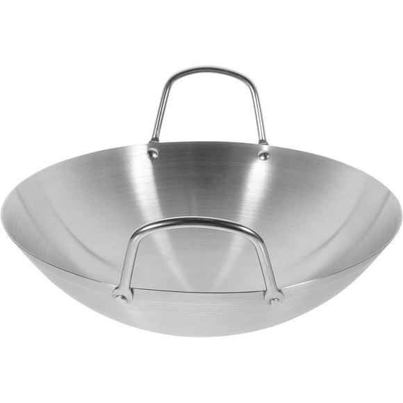 SLGHLSAHG Hex Clad Cookware Set 26cm Double Handle Wok Stainless Steel Wok Fry Pan Large Capacity Saute Pan Round Bottom Wok Multipurpose Stewpot Works for Gas Cooktops Electric Frying Pan A52231