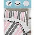 thumbnail image 4 of Pink Grey Striped Twin Size Down Alternative Comforter, Lightweight Comforter Quilt Bedding Set with Pillow Shams Gray Modern Abstract Art All Seasons Bed Comforter Duvet Insert 68"x86", 4 of 7