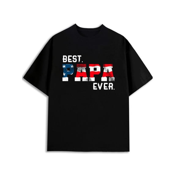 Greenink Best Papa Ever Flag Tee mens t shirt black gifts graphic tees Hip-hop street style Fashion Unisex Shirt Short Sleeve tshirts