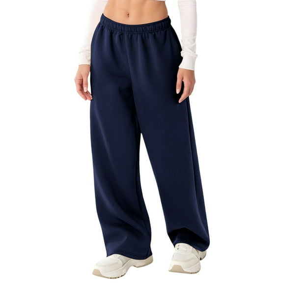 Women's Sweatpants Winter High Waisted Sweat Pants Drawstring Baggy Jogger Pants for Casual and Sports Activities,Navy,M