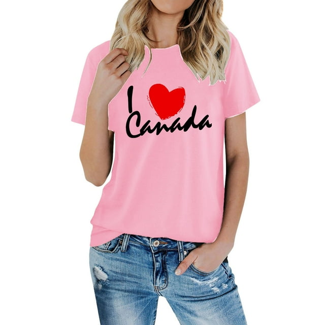 AQUARIVE T-Shirts à Manches Courtes pour Femmes, Impression Tendance, Col Rond, Coton Confortable, Été, Décontracté, Rose TTG
