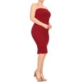 thumbnail image 2 of Women's Plus Size Stretch Strapless Basic Elastic Tube Top Slim Bodycon Solid Midi Dress, 2 of 3